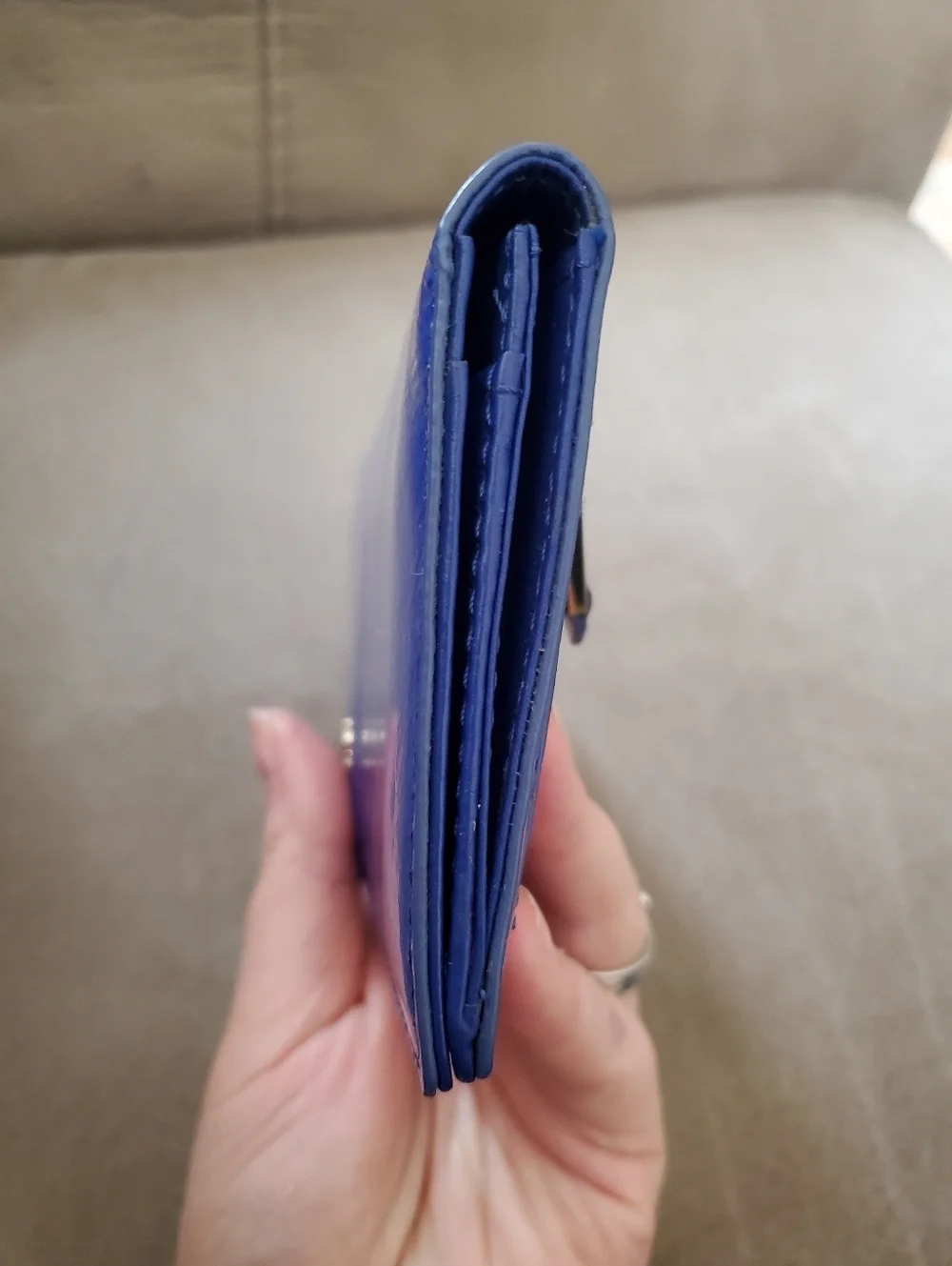 Cole Haan Jitney Patent Leather Wallet In Purple (Looks Royal Blue) NWOT